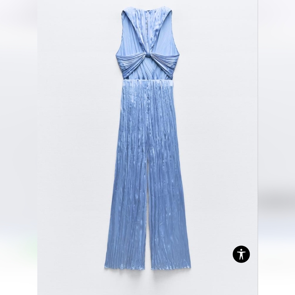 Zara NWTs Satin Jumpsuit With Wrinkled Effect - Picture 5 of 10